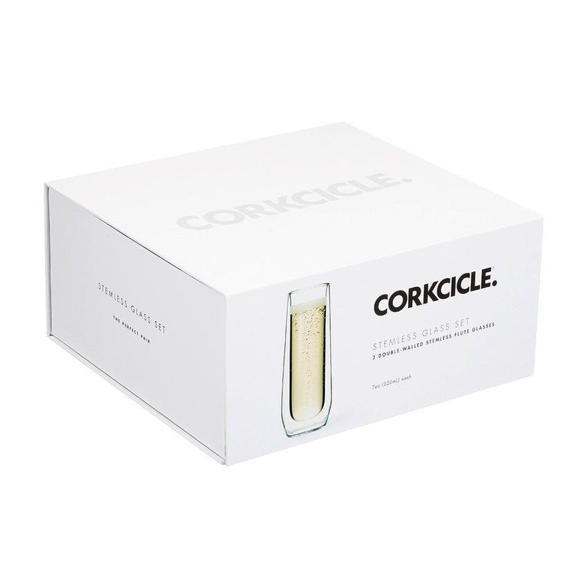 CORKCICLE Double Walled Cup Flute Glass (Pk Of 2) - Clear **Limited St