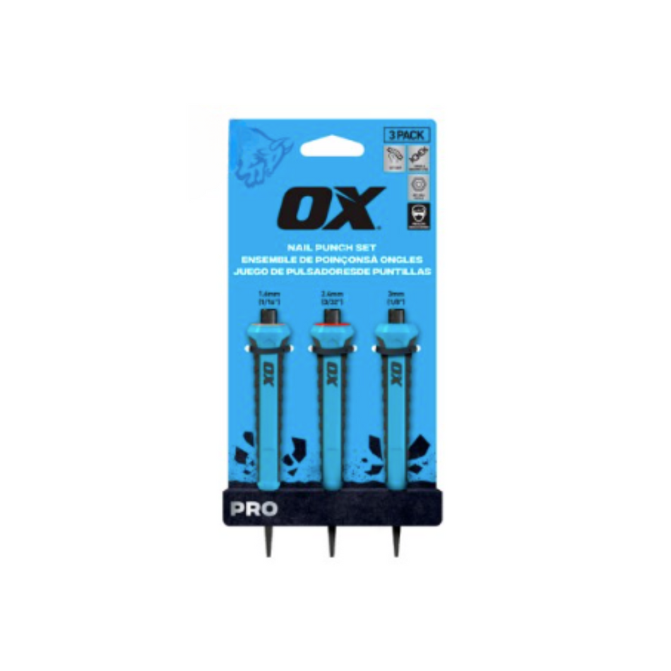 OX Pro Nail Punch w/ Grip - 3 Pack