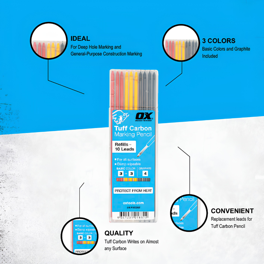 OX Tuff Carbon Pencil Refills – 10 Pack