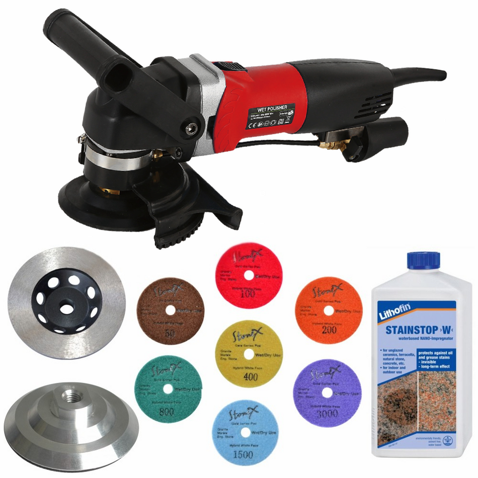 STONEX Electric Wet Polisher 900w Concrete Bench Top Polishing Kit