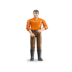 BRUDER Toy Figure Man - Dark Hair, Brown Jeans