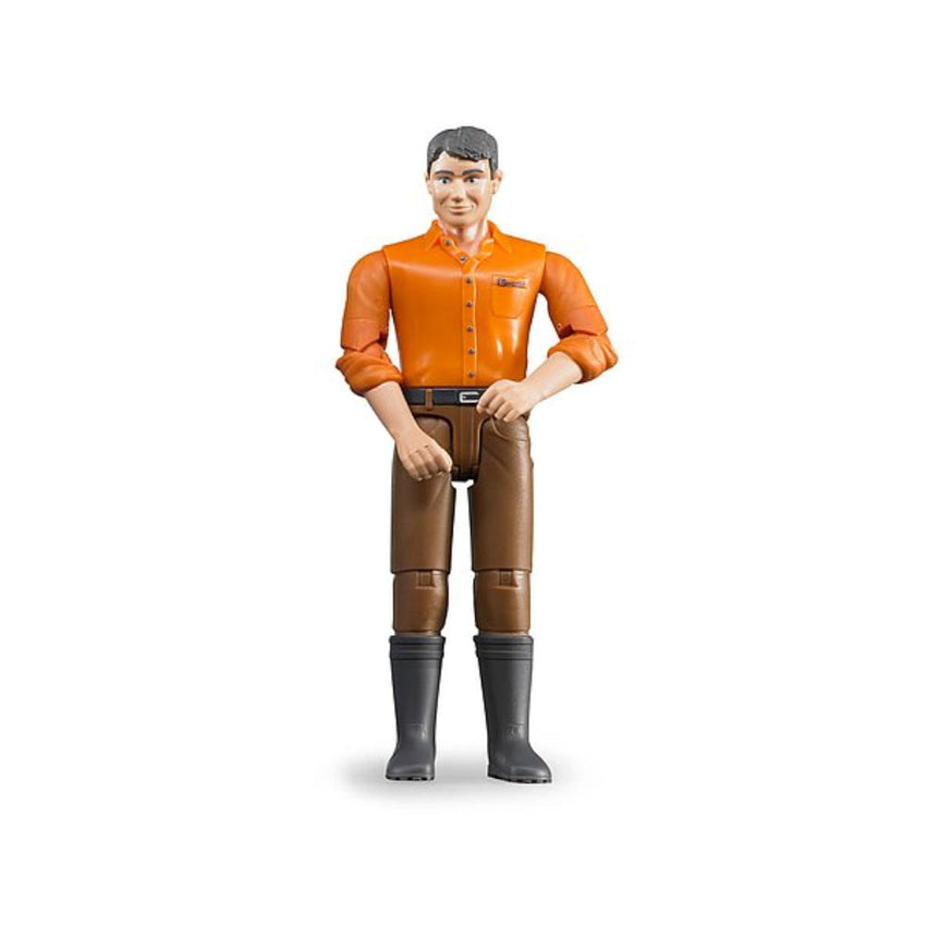 BRUDER Toy Figure Man - Dark Hair, Brown Jeans