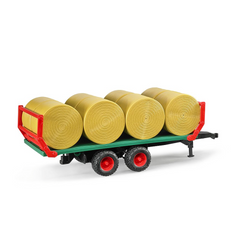 BRUDER 1:16 Bale Transport Trailer w/ 8 Round Bales