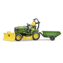 BRUDER 1:16 JOHN DEERE Lawn Tractor W/ Trailer & Gardener