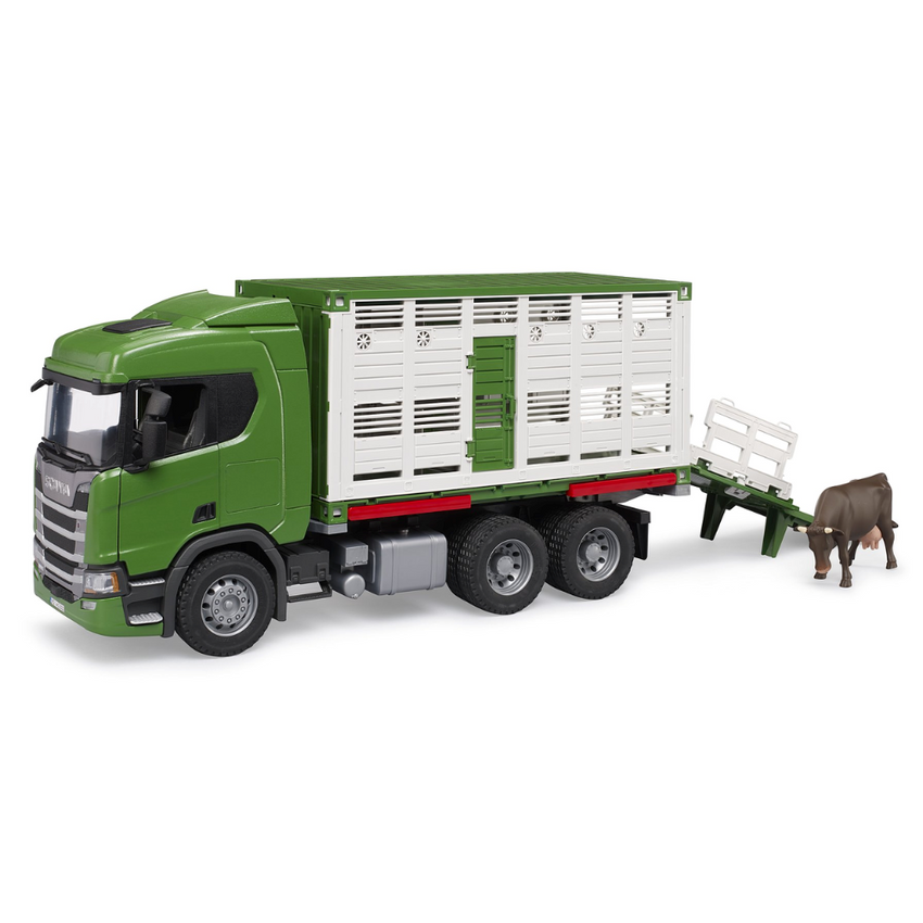 BRUDER 1:16 SCANIA R-Series Super 560R Cattle Transporter W/ Cow