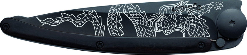 DEEJO Granadilla Wood Knife Black 37g - Japanese Dragon