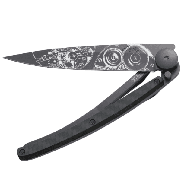 DEEJO Black Carbon fibre Knife 37g - Watch Movement
