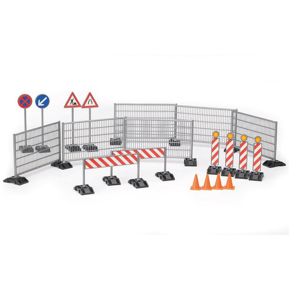 BRUDER 1:16 Bworld Construction Accessory Set: Fencing & Hazard Signs