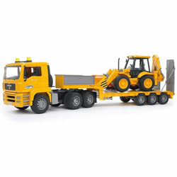 BRUDER MAN TGA Low loader truck with JCB Backhoe loader 1:16