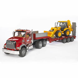 BRUDER MACK Granite  Low Loader w/JCB 4CX Backhoe Loader 1:16