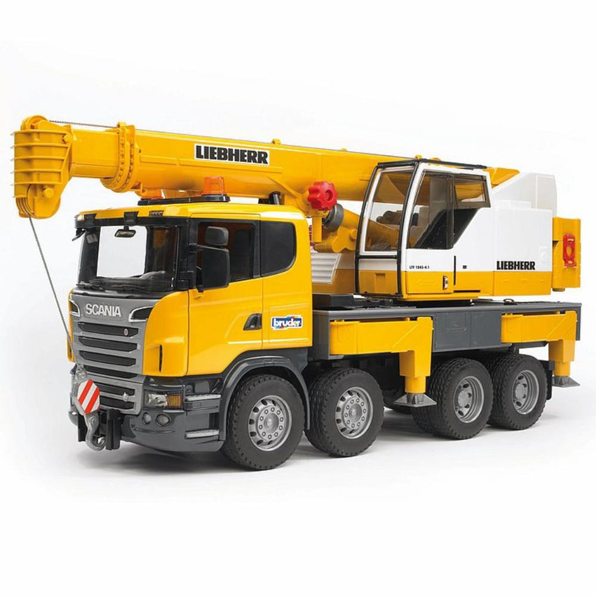 BRUDER Scania R-series Liebherr crane truck with light and sound modul