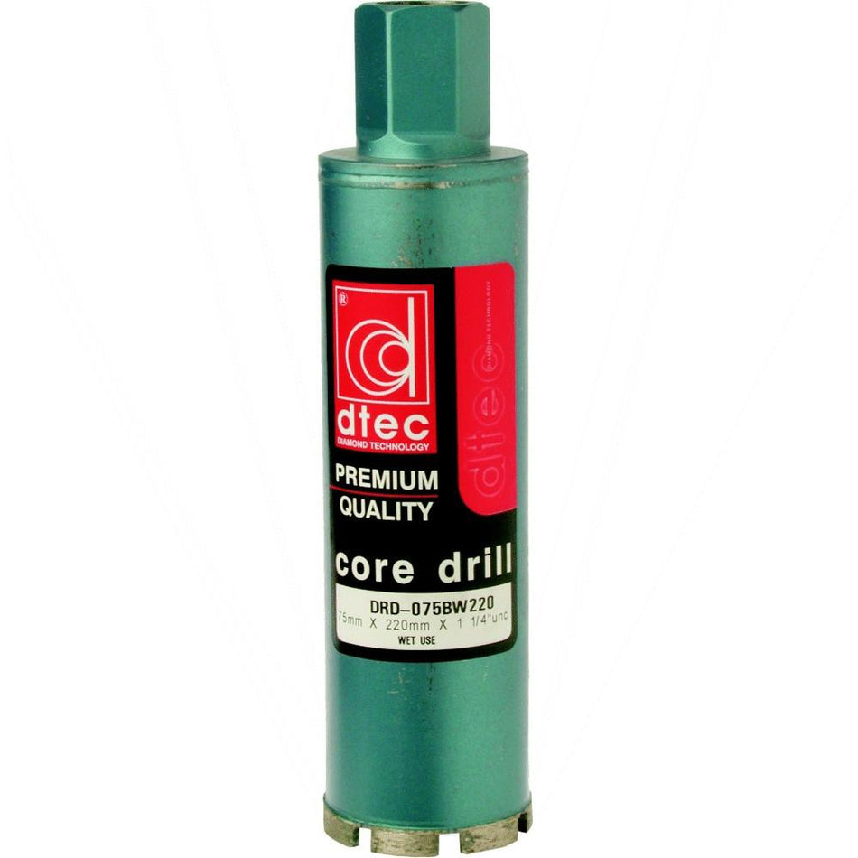 DTEC Core Drill - BW220 Diamond Long Series Core Drill - 1 1/4"UNC