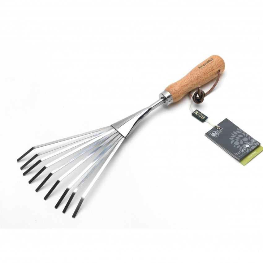 BURGON & BALL Gardening Shrub Rake - Stainless. RHS Endorsed