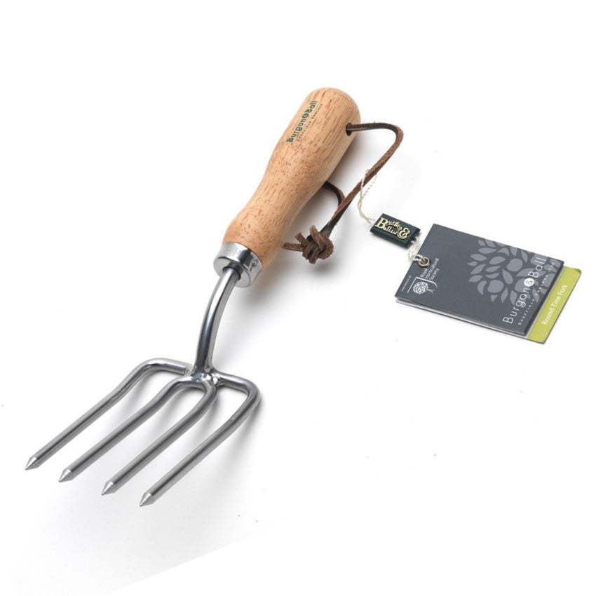 BURGON & BALL Round Tine Hand Fork - Stainless. RHS Endorsed