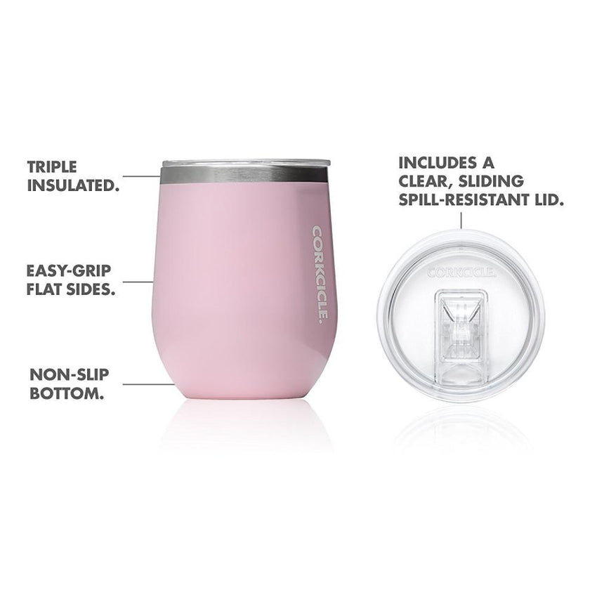 CORKCICLE Stainless Steel Insulated Stemless 12oz (355ml) - Rose Quart