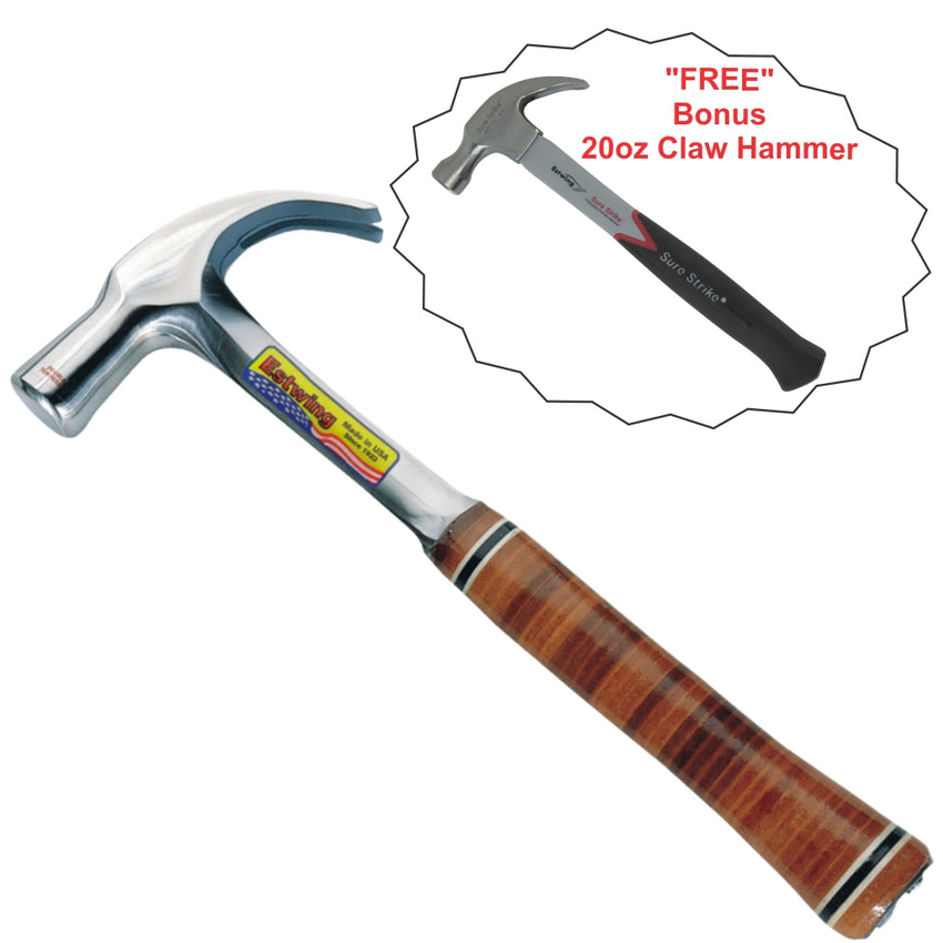 Estwing 24oz Claw Hammer - Leather grip