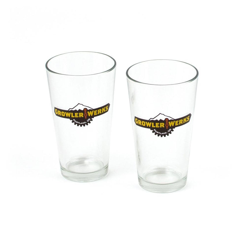 GROWLERWERKS Sturdy Glass Pint Beer Glasses - Twin Pack