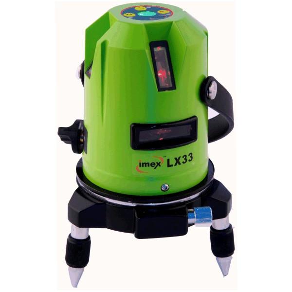 IMEX LX33 Red Beam 3 Line Laser Level - 1 Horizontal & 2 Vertical Lines