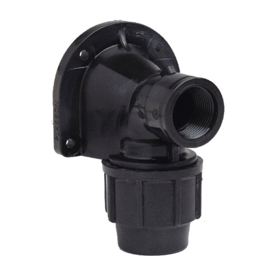 PLASSON Metric Compression Fitting - Wall Plate Elbow 25mm-3/4"