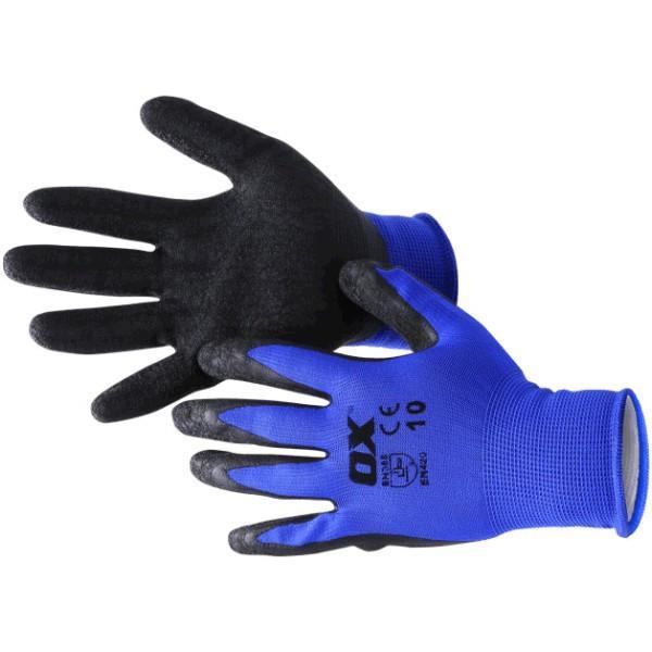 OX Safety Latex Gloves - Polyester Lined - Pair