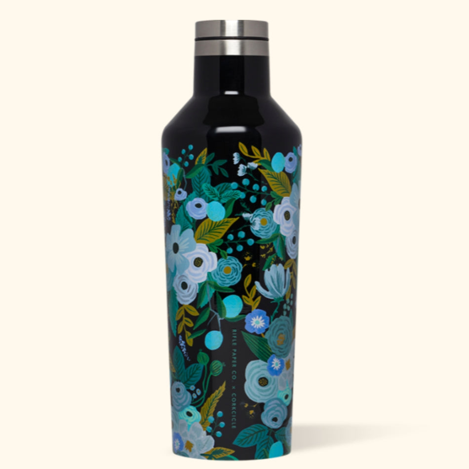 CORKCICLE x RIFLE PAPER CO. Stainless Steel Insulated Canteen 16oz (470ml) - Garden Party Blue **CLEARANCE**